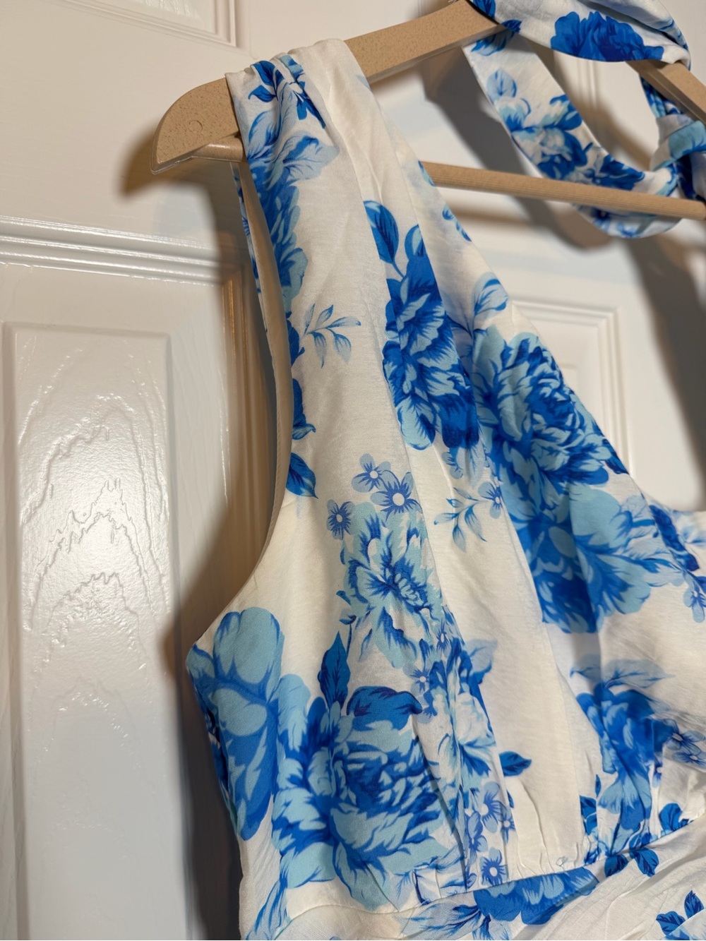 Blue Floral One-Shoulder Ruffle Midi Dress - Picture 7 of 9
